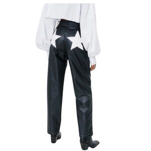 Nasty Gal Faux Leather Star Tapered Pants. Size US 08